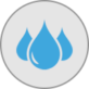Symbol von drei Regentropfen in blau, drum herum ein grauer Kreis